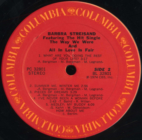 Barbra Streisand : Featuring The Way We Were And All In Love Is Fair (LP, Album, Ter)