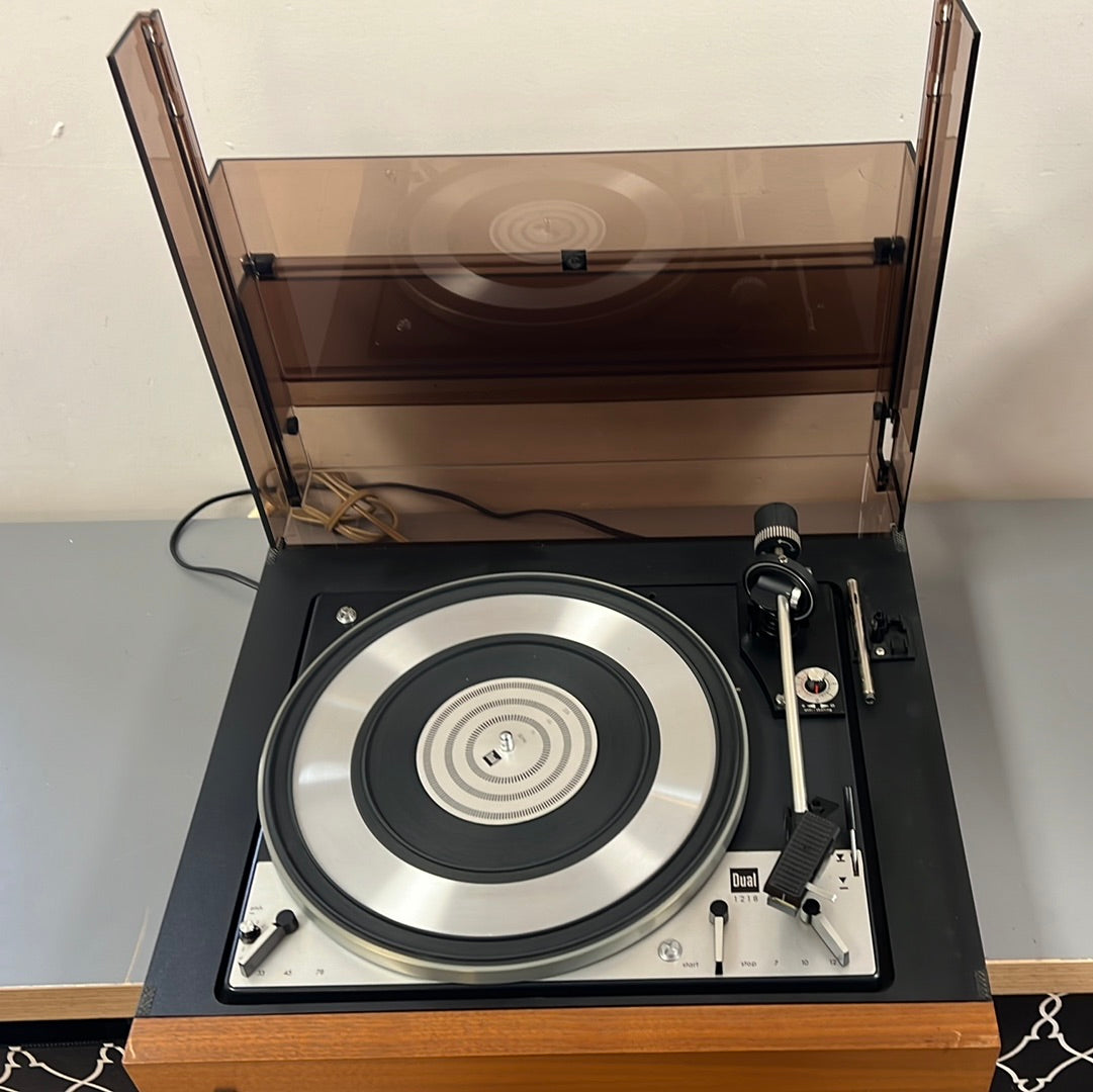 Dual 1218 Turntable with Dual Plinth & CH21 Sliding Dust Cover * Shure M91 * Super Rare !