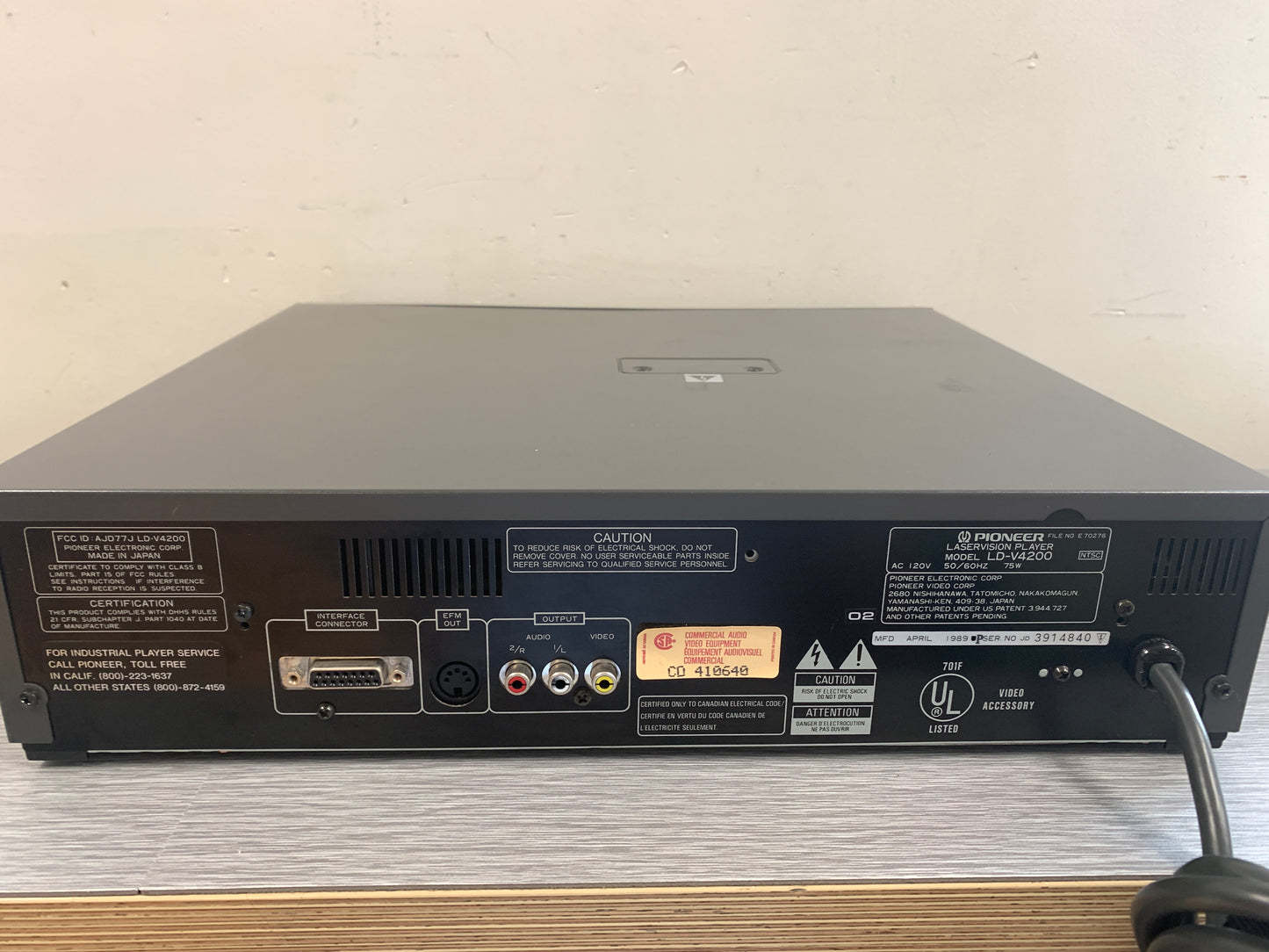 Pioneer LD-V 4200 Laserdisc Player