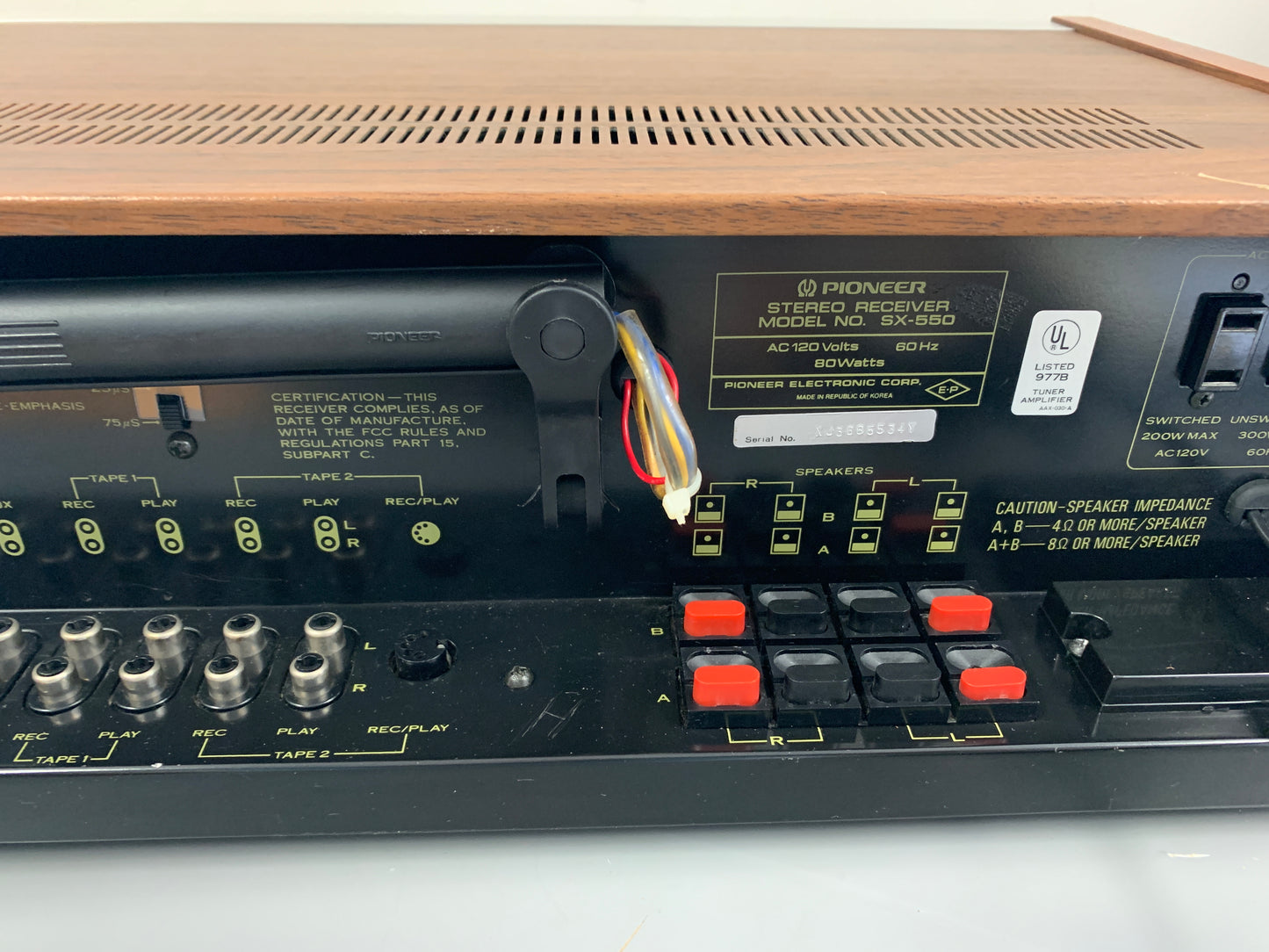 Pioneer SX-550 Stereo Receiver * 20W RMS * 1976