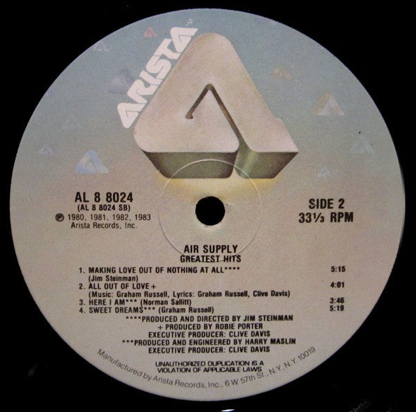 Air Supply : Greatest Hits (LP, Comp, Ind)