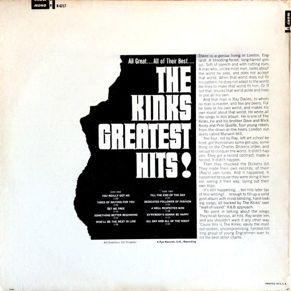 The Kinks : The Kinks Greatest Hits! (LP, Comp, Mono, Ter)