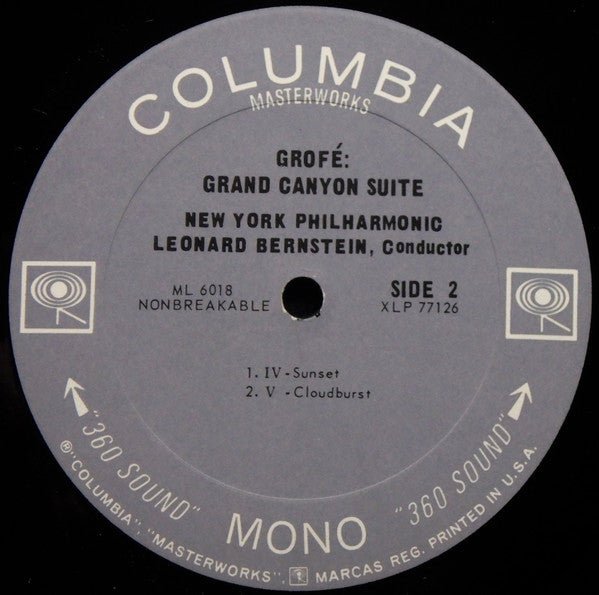 Grofé* - Leonard Bernstein, New York Philharmonic : Grand Canyon Suite (LP, Album, Mono)