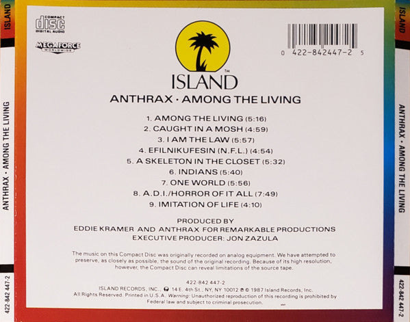 Anthrax : Among The Living (CD, Album, RE)