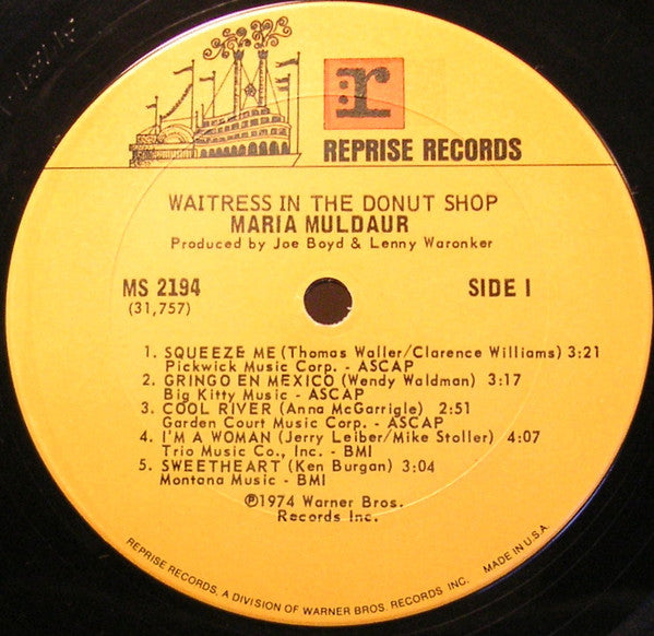 Maria Muldaur : Waitress In A Donut Shop (LP, Album, Pit)