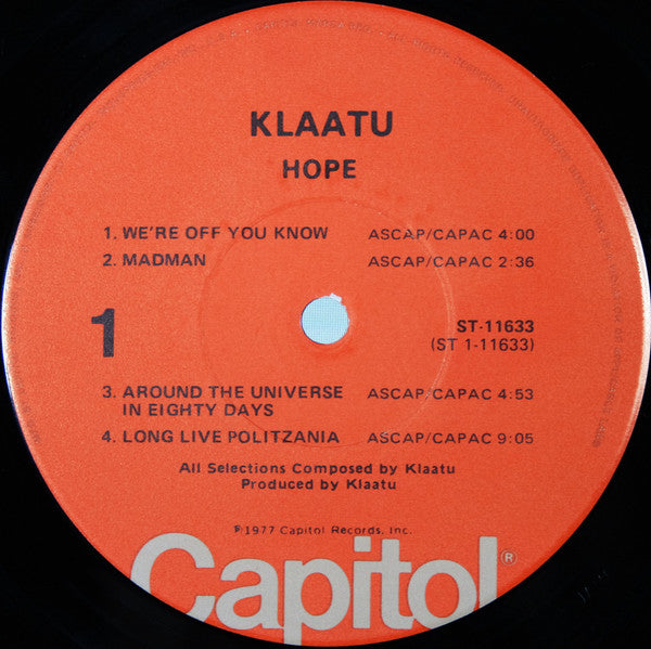 Klaatu : Hope (LP, Album, Jac)