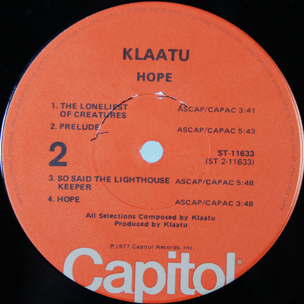 Klaatu : Hope (LP, Album, Jac)