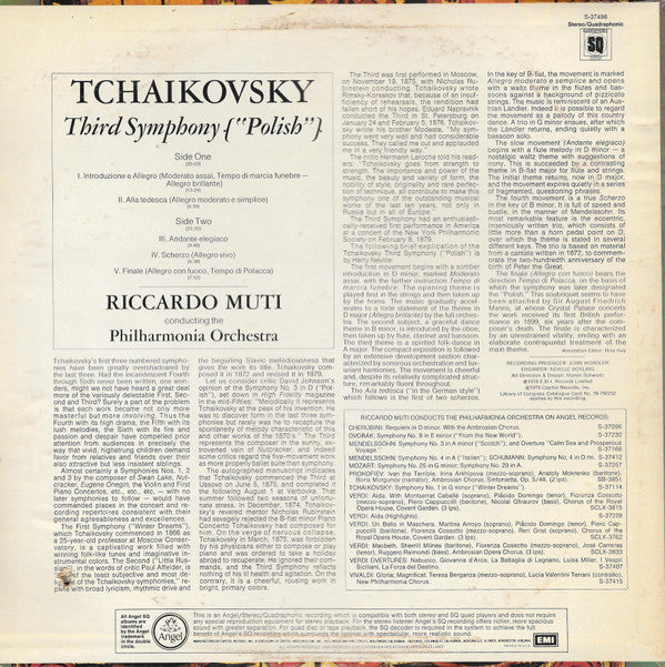 Tchaikovsky* / Philharmonia Orchestra, Riccardo Muti : Symphony No. 3 in D ["Polish"] (LP, Quad)