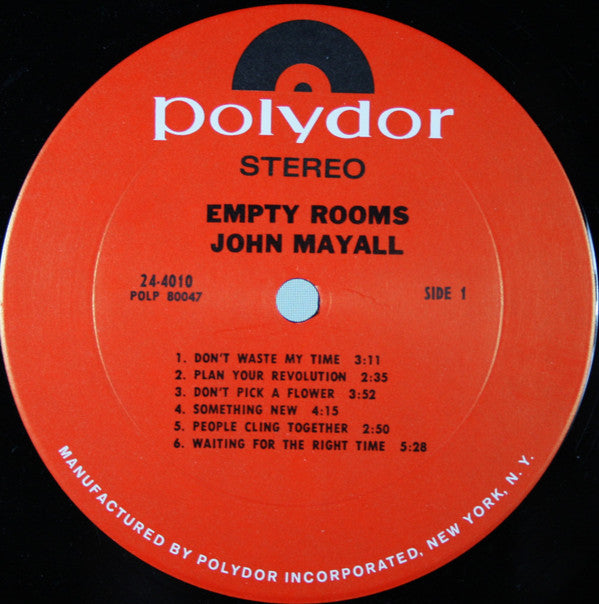 John Mayall : Empty Rooms (LP, Album, Pit)