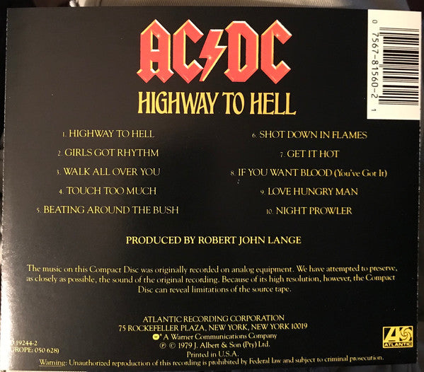 AC/DC : Highway To Hell (CD, Album, RE, CD )