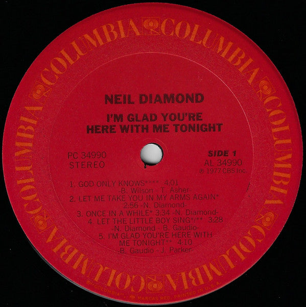 Neil Diamond : I'm Glad You're Here With Me Tonight (LP, Album, RE, San)