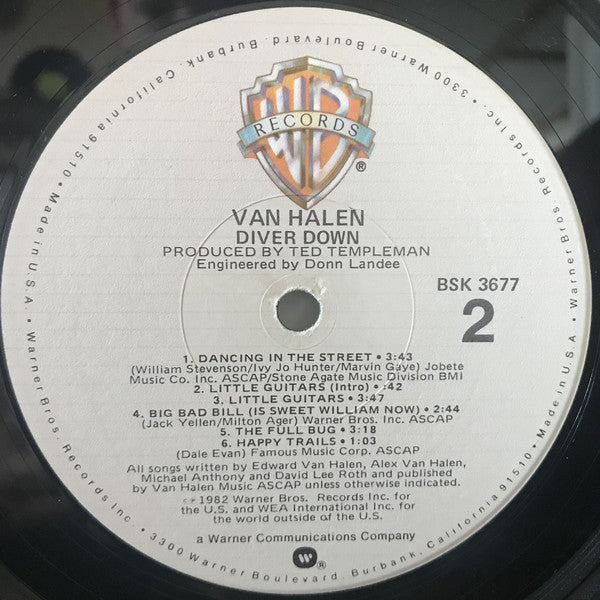 Van Halen : Diver Down (LP, Album, Win)