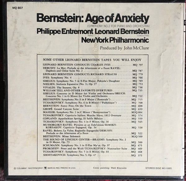 Bernstein* - Philippe Entremont, Leonard Bernstein, New York Philharmonic : Age Of Anxiety (Symphony No. 2 For Piano And Orchestra) (Reel, 4tr Stereo, 7" Reel)