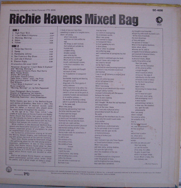 Richie Havens : Mixed Bag (LP, Album, RE)