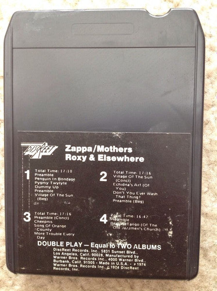 Zappa* / Mothers* : Roxy & Elsewhere (8-Trk, Album)