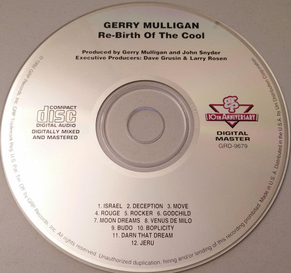 Gerry Mulligan : Re-birth Of The Cool (CD, Album)