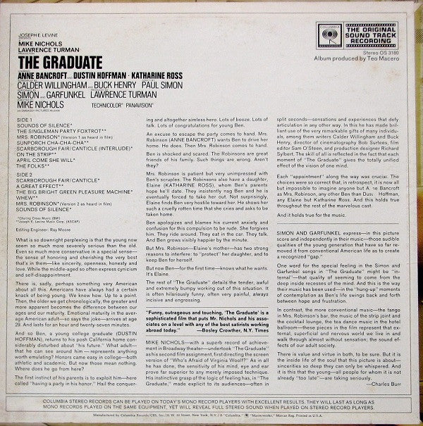 Simon & Garfunkel, David Grusin* : The Graduate (Original Sound Track Recording) (LP, Album, Pit)