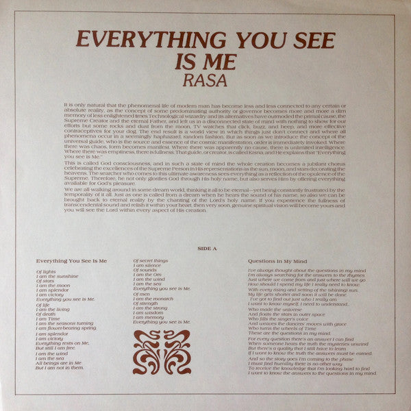 Rasa (9) : Everything You See Is Me (LP, Album)