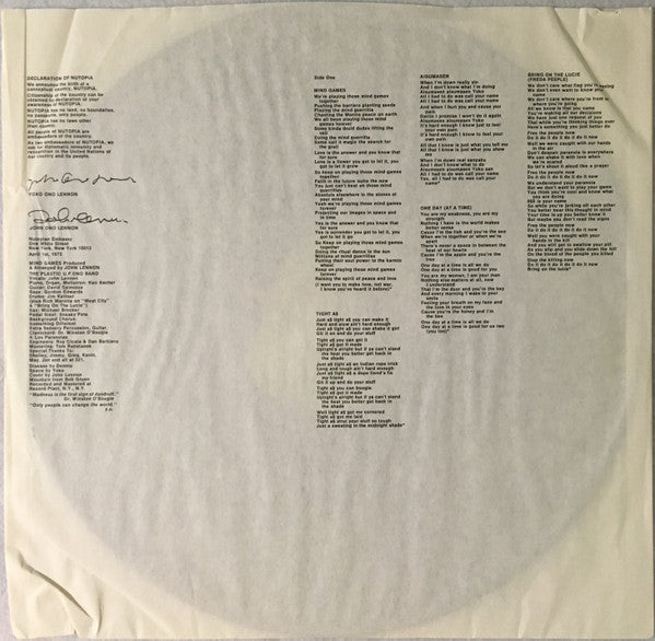 John Lennon : Mind Games (LP, Album, Jac)