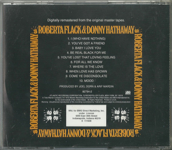 Roberta Flack & Donny Hathaway : Roberta Flack & Donny Hathaway (CD, Album, Club, RE, RM, Cin)