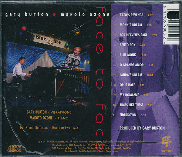 Gary Burton & Makoto Ozone : Face To Face (CD, Album)