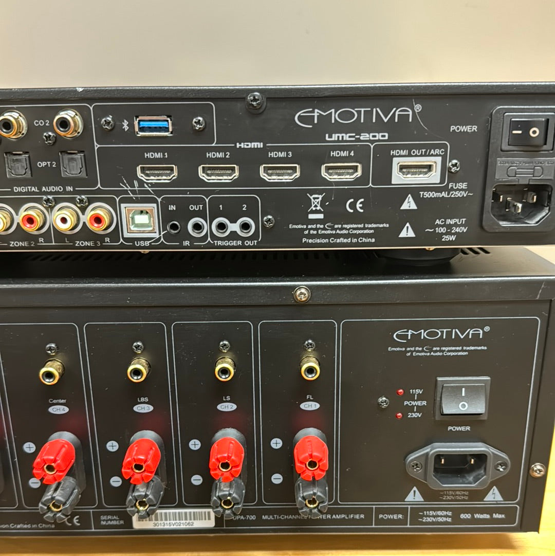 Emotiva UPA-700 Power Amplifier & UMC-200 Preamplifier * boxes * manuals * remote