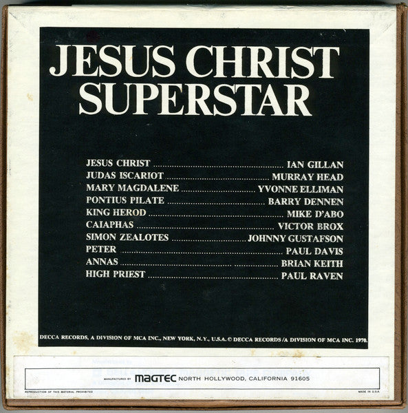 Andrew Lloyd Webber & Tim Rice* : Jesus Christ Superstar - A Rock Opera (Reel, 4tr Stereo, 7" Reel, Album)