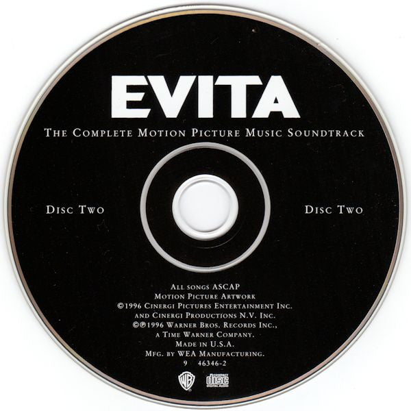 Andrew Lloyd Webber And Tim Rice : Evita (The Complete Motion Picture Music Soundtrack) (2xCD, Album)