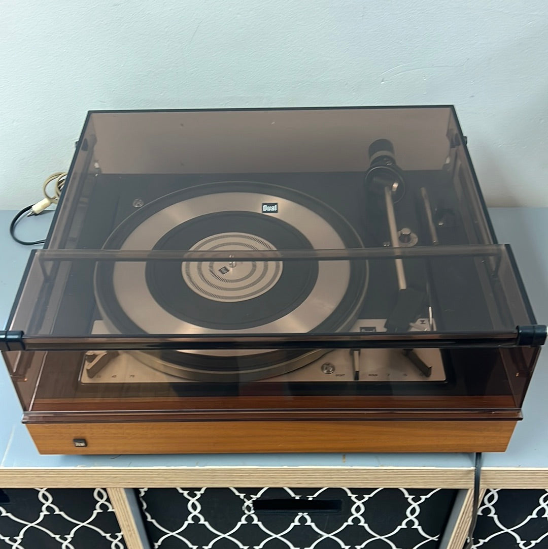 Dual 1218 Turntable with Dual Plinth & CH21 Sliding Dust Cover * Shure M91 * Super Rare !