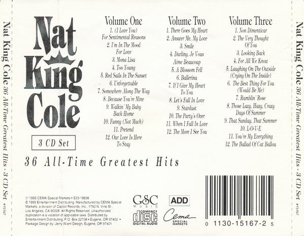 Nat King Cole : 36 All-Time Greatest Hits (3xCD, Comp)