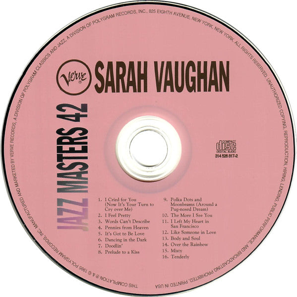 Sarah Vaughan : The Jazz Sides - Verve Jazz Masters 42 (CD, Comp)