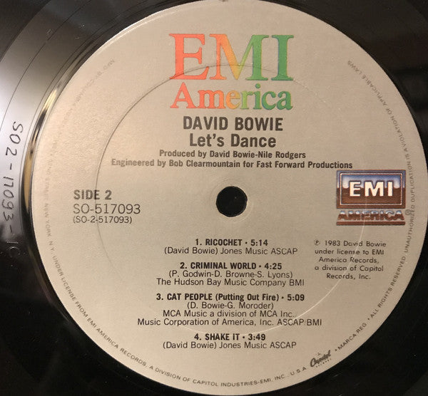 David Bowie : Let's Dance (LP, Album, Club, Car)