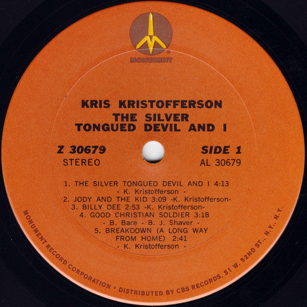 Kris Kristofferson : The Silver Tongued Devil And I (LP, Album, Pit)