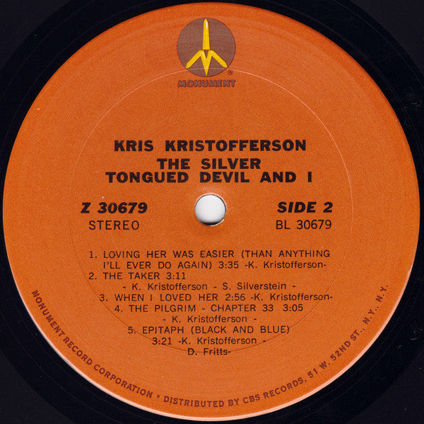 Kris Kristofferson : The Silver Tongued Devil And I (LP, Album, Pit)