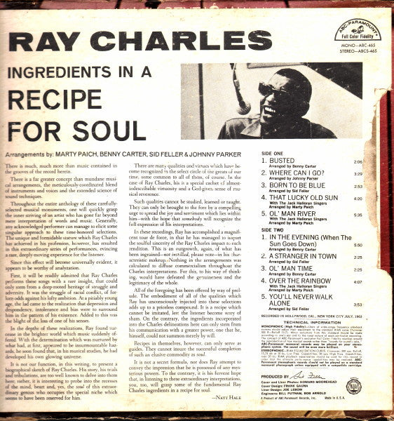 Ray Charles : Ingredients In A Recipe For Soul (LP, Album, Mono)