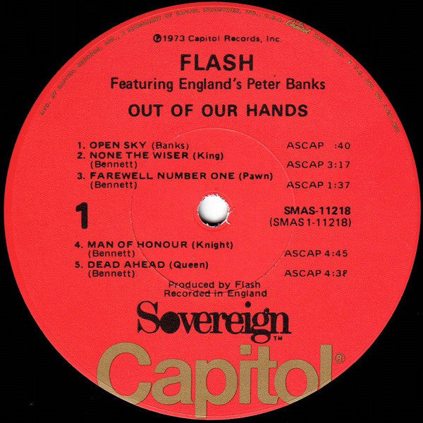 Flash (25) Featuring England's Peter Banks : Out Of Our Hands (LP, Album, Gat)