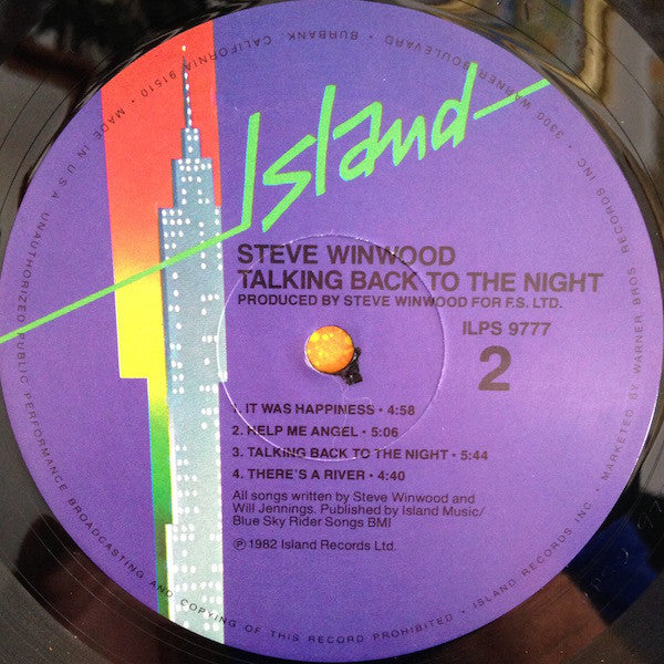 Steve Winwood : Talking Back To The Night (LP, Album, All)