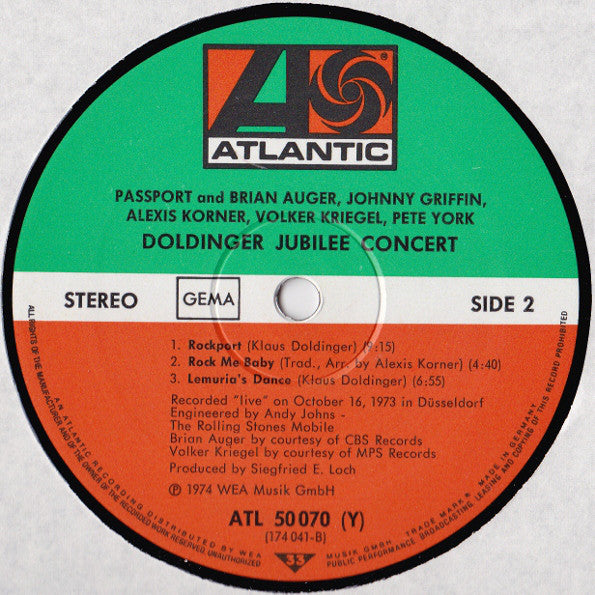 Passport (2) And Brian Auger, Johnny Griffin, Alexis Korner, Volker Kriegel, Pete York : Doldinger Jubilee Concert (LP, Album, Gat)