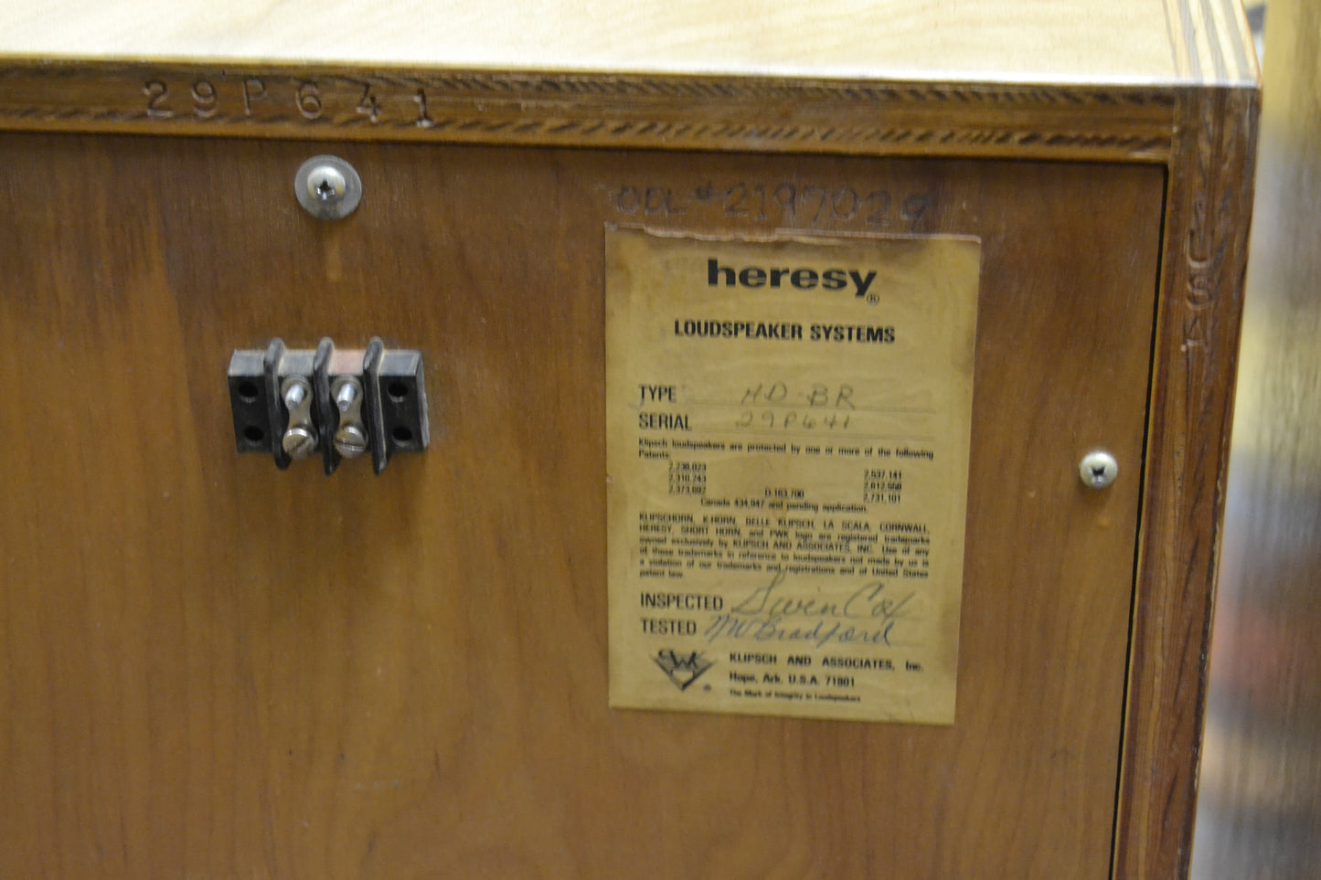 Klipsch Heresy HD Decorator in BR Birch Raw * 1976