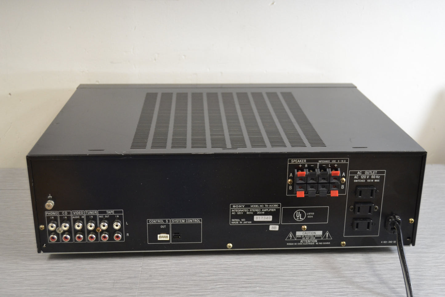 Sony TA-AX380 Integrated Amplifier * 125W RMS * 1988