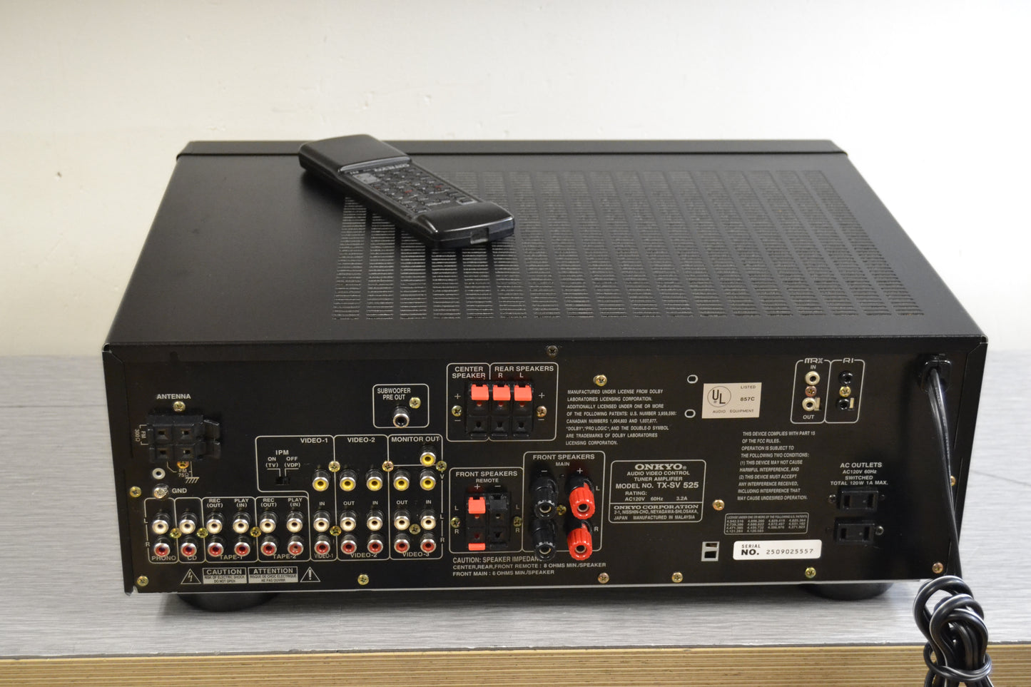 Onkyo TX-SV525 Stereo Receiver * 80W RMS * 1995 * Remote