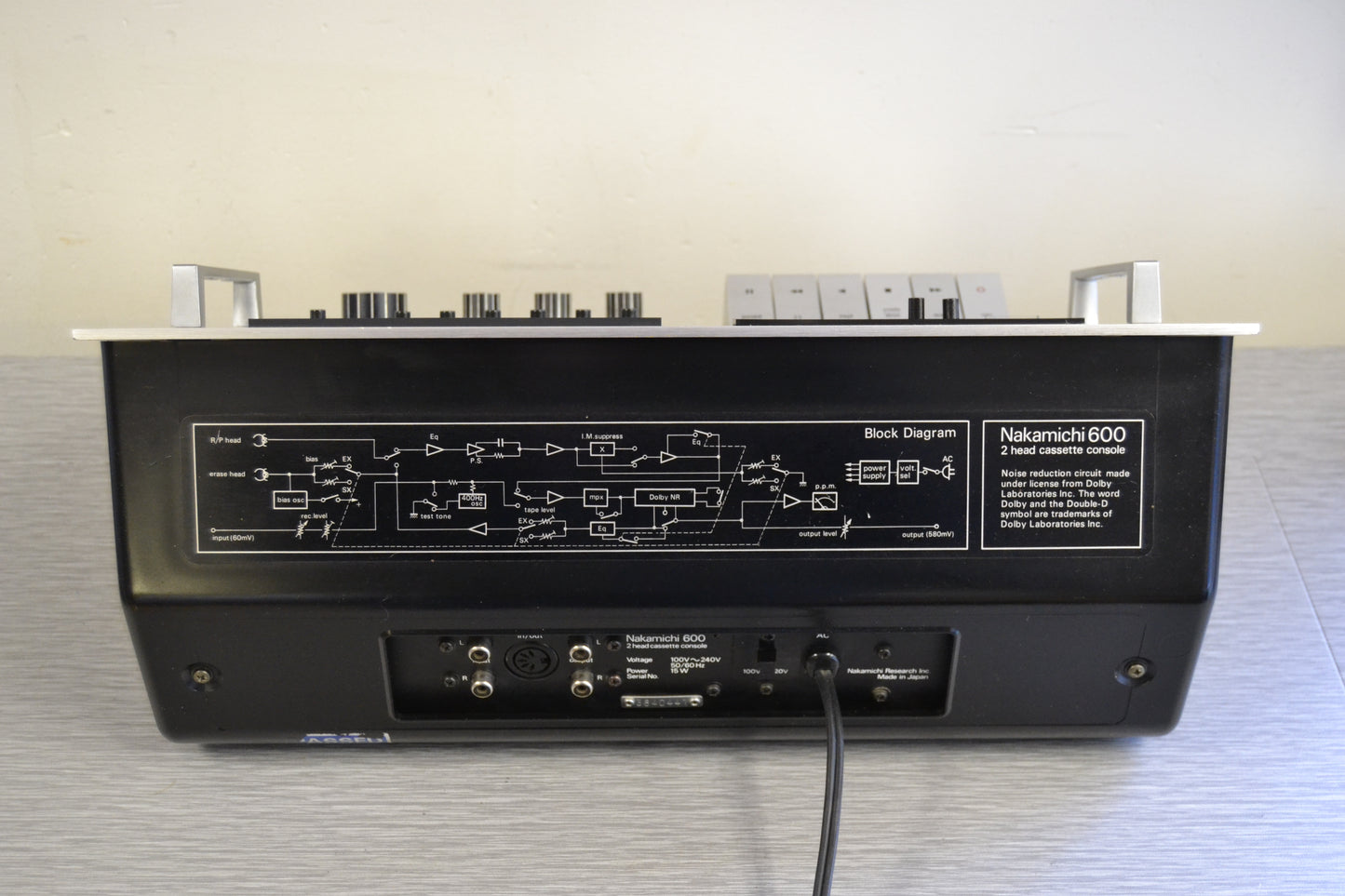 Nakamichi 600 Cassette Deck * Dust Cover