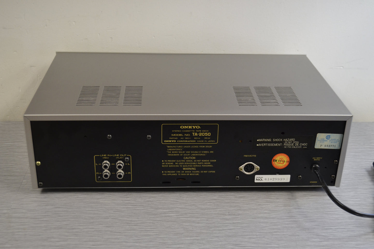 Onkyo TA-2050 Single Cassette Deck * New Belts * New Idler Wheel