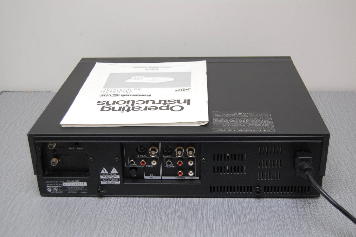 Panasonic AG1980 Super VHS Recorder * Fully Working with Dim Display * Owner's Manual