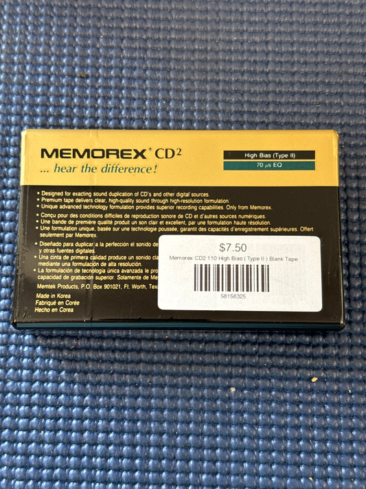 Memorex CD2 110 High Bias ( Type II ) Blank Tape