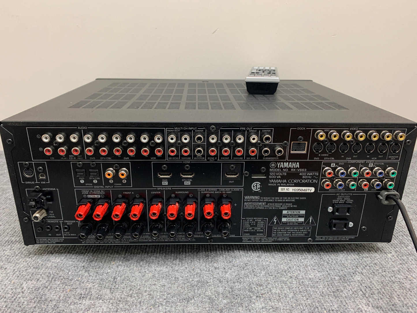 Yamaha RX-V663 Stereo Receiver - Remote Control