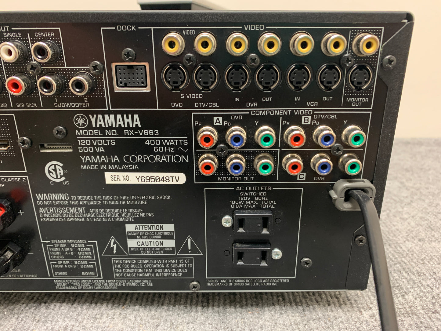 Yamaha RX-V663 Stereo Receiver - Remote Control