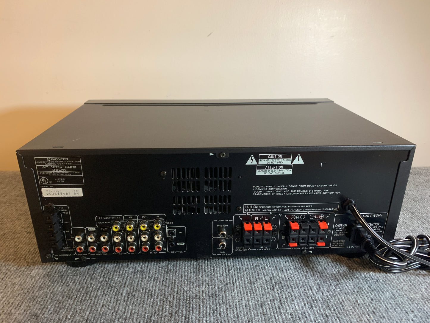 Pioneer VSX-455 Stereo Receiver * Remote Control