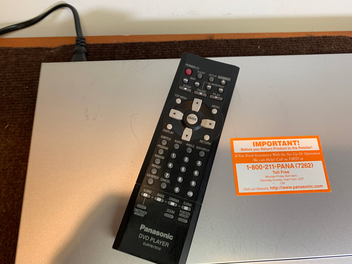 Panasonic DVD-S27 DVD/CD Player - Remote