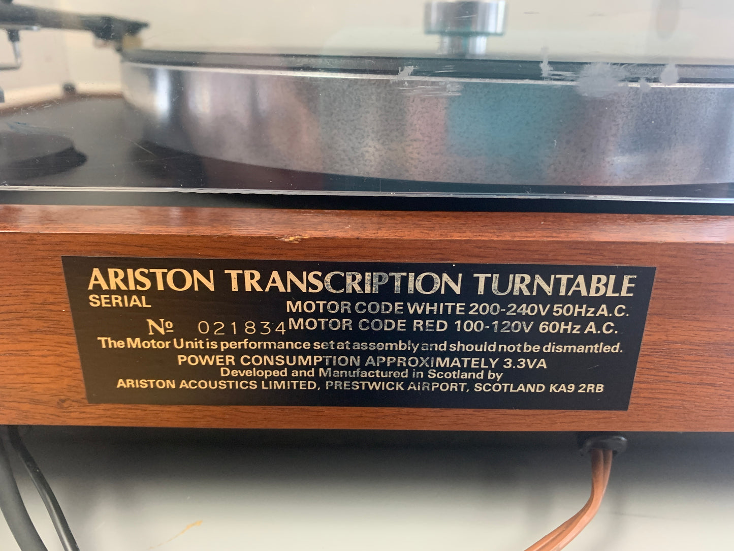 Ariston Audio RD80 Transcription Turntable * 1983